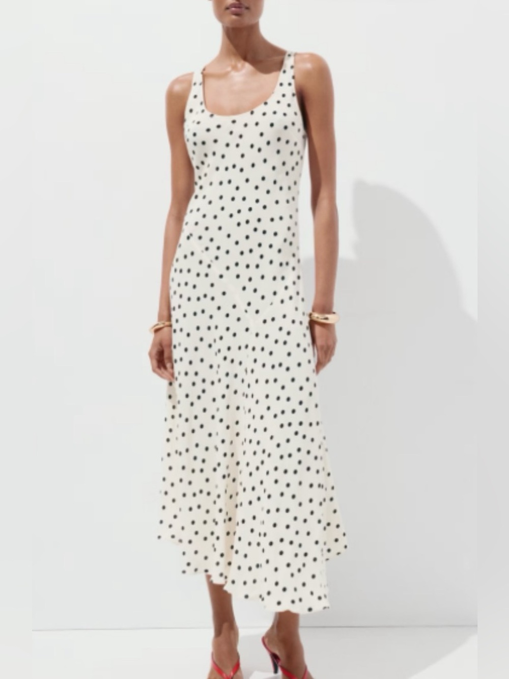 Mango Polka Dot Midi asymmetrical dress size 4